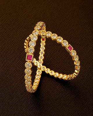 Kundan Solitare Look Ad Bangles - Tanaya