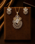 Zevarly Maahi Big Sworski Crystal Pendant Set