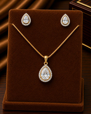 Zevarly Royal Pear Shape Alluring Pendant Set -Akira