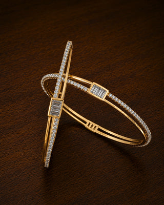 Zevarly Chitra Sleek Stylish Star CZ Bangles