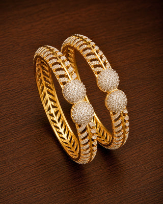 Zevarly Maya American Diamond Gold & Silver Plated Bangles