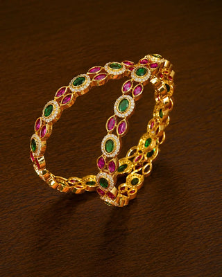 Campa Ruby & Green Ad Bangles - Rumaaira