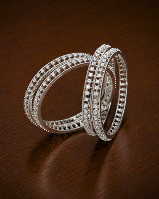 Zevarly Insane Radiant Elegance Silver-Plated Bangle Set