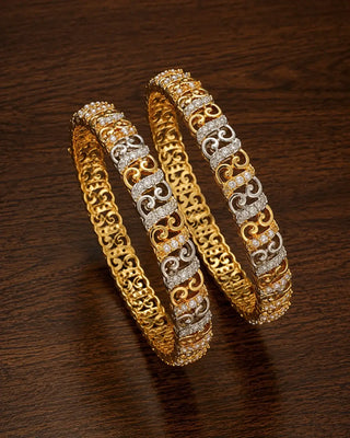 Two Tone Beautiful AD Bangles - Hanaya