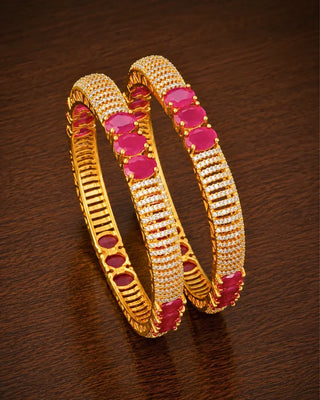 Designer Ruby Color AD Bangles - Fiona