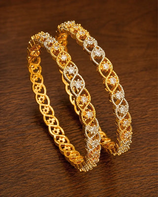American Diamond Ganga Jamuna Bangles - Kovi