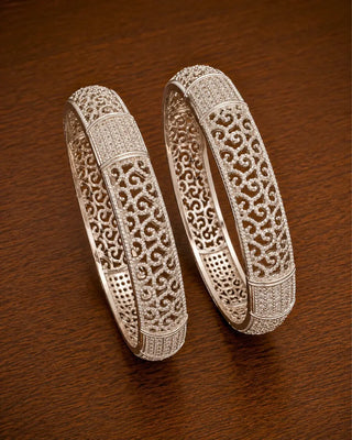 American Diamond Silver Plated Bangles - Darpita