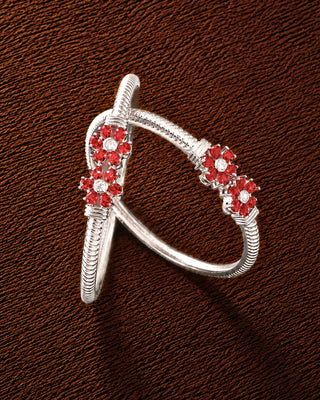 Zevarly Tarishi Two red Flower Design Silver Plated Bangles
