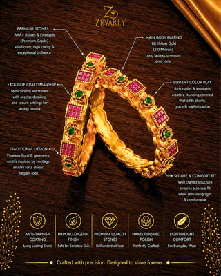 Heritage Red Stone Matt Rajwadi Kada - Navya