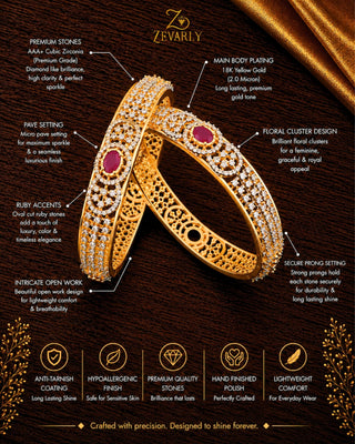 Zevarly Saloni Ruby Dazzling Two Tone Bangle