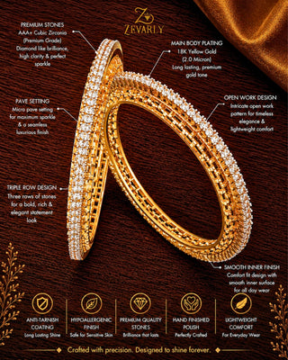 Sleek Heritage Gold Tone Single Line Bangles - Namisha