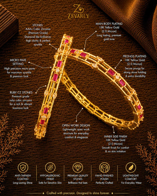 Zevarly Riya American Diamond Bangles Gold Plated Design