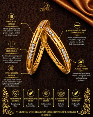 Designer Gold Plated Real Look AD Bangles - Tarini