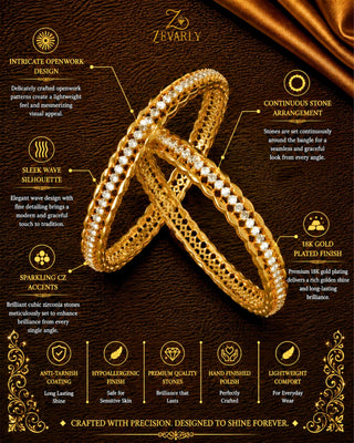 Sleek Crystal Line American Diamond Bangles - Rukmini