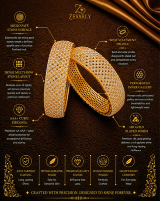 Zevarly Alika Stylish TwoTone Gold Plated AD Bangles