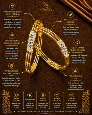 Zevarly Modern American Diamond Bangles -Selene