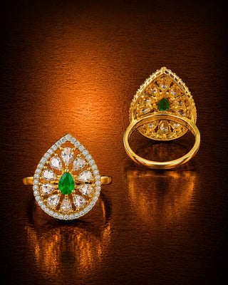 Zevarly Anamika Adjustable Emerald Ring