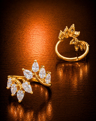 Modern Geometric Gold Tone Adjustable Ring - Amaira
