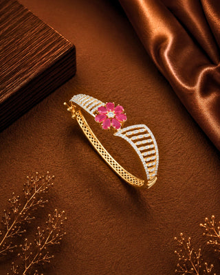 Zevarly Rashmika Ruby Openable Free Size AD Bracelet