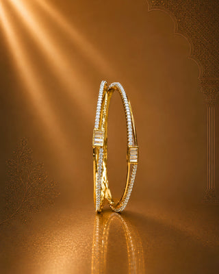 Zevarly Chitra Sleek Stylish Star CZ Bangles