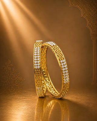 Zevarly Classic American Diamond Bangles Set -Suramya