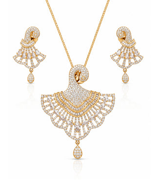 Zevarly Luminous Peacock Pendant Set -Parushi