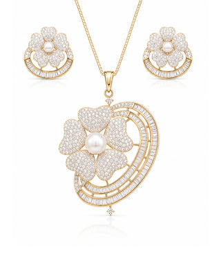 Zevarly Floral Petals Pendant Set -Avyukti
