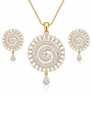 Zevarly Sparkling Diamond Pendant Set -Anaysa