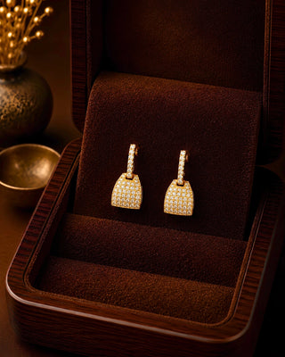 Cute Basket Pattern Gifting Gold Plated Earrings - Mitra - AD Earring | Zevarly (Image 1)