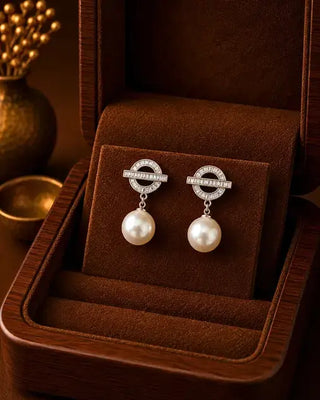 London Underground Rhodium Anti Tarnish Studs - Manhttn - AD Earring | Zevarly (Image 1)