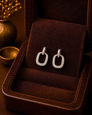 Cute Racket Pattern Gifting Rhodium Earrings - Amoli - AD Earring | Zevarly (Image 1)
