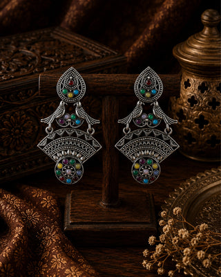 Nature Inspired Oxidised Earrings - Aashiana