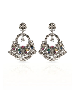 Traditional Lite Weight Oxidised Chandbali - Garba