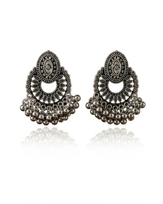 Silver Antique Vintage Artistic Chandbali - Raksha