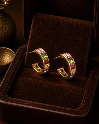 Multi Stone Channel DemiFine Earrings - Prema