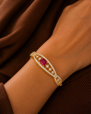 Royal Ruby Elegance AD Bracelet - Mahiri