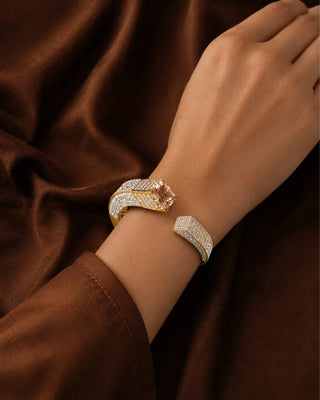 Luxe Cube Unique Stylish AD Gold Plated Bracelet