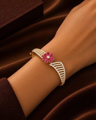 Ruby Openable Free Size AD Bracelet - Rashmika