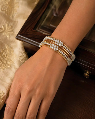Aurora Lattice American Diamond Bangles - Megha
