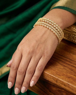 American Diamond Golden Micro Bangle - Aanya