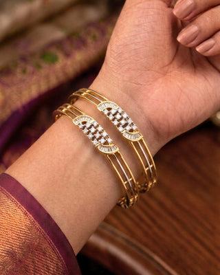 Real Look Modern American Diamond Bangles -Selene