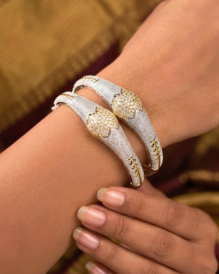 American Diamond Gold Silver Plated Ball Bangles - Muskaan