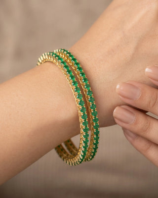 4mm Colorful AD Single line Gold Plated Bangles - Arpita