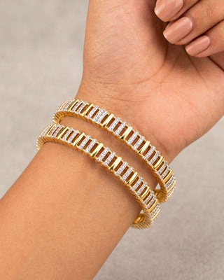Rail Track Pattern Stone Studded Bangles - Ambarsaria