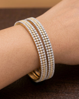 Three Parallel Line Stackable AD Bangles - Nerina