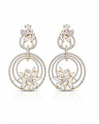 Dahliya Floral Grace CZ Studded Earrings - Dela
