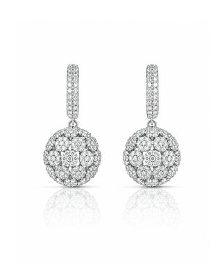 Globe Bali Pattern Rhodium CZ Earrings - Shaira