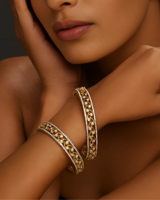 Zevarly Rashmi Gold Plated American Diamond-Studded Bangles