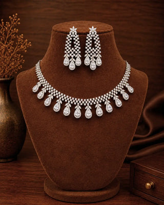 Sparkling Silver Plated Necklace Set - Jayanthi