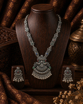Puja Iconic Oxidized Necklace Set - Amba